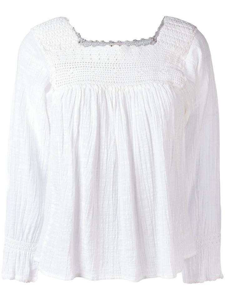 Masscob Crochet Panel Blouse, Women's, Size: Xs, Nude/neutrals, Cotton