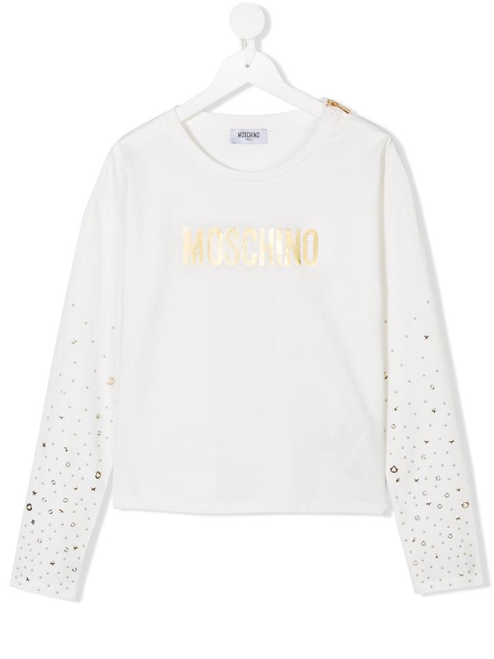 Moschino Kids Teen Embellished Long-sleeve T-shirt - White