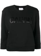 Calvin Klein Jeans Cropped Logo Print Sweatshirt - Black