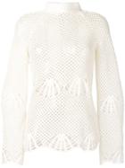 Self-portrait Knitted Shell Sweater - White