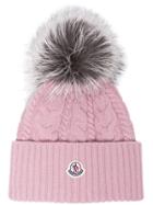 Moncler Pink Wool Beanie Hat With Pom Pom - Pink & Purple