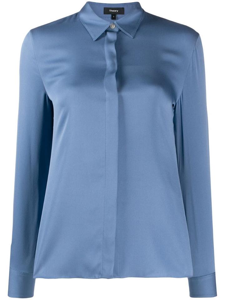Theory Long Sleeved Fitted Shirt - Blue