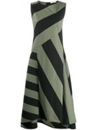 Odeeh Striped Asymmetric Dress - Black