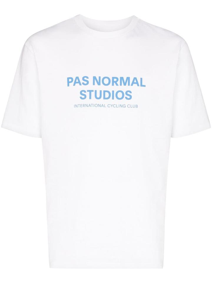 Pas Normal Studios Blue Logo Print T-shirt - White