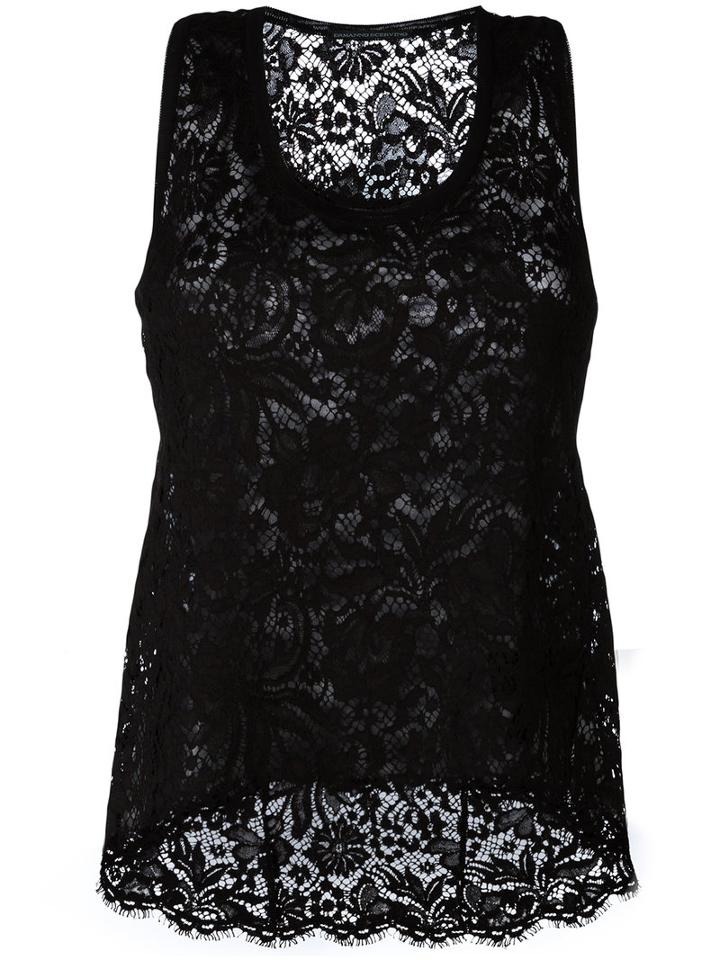 Ermanno Scervino - Lace Tank Top - Women - Silk/cotton/polyamide/viscose - 42, Women's, Black, Silk/cotton/polyamide/viscose
