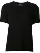 A.p.c. Embellished Knitted Short Sleeve Top, Women's, Size: Small, Black, Viscose