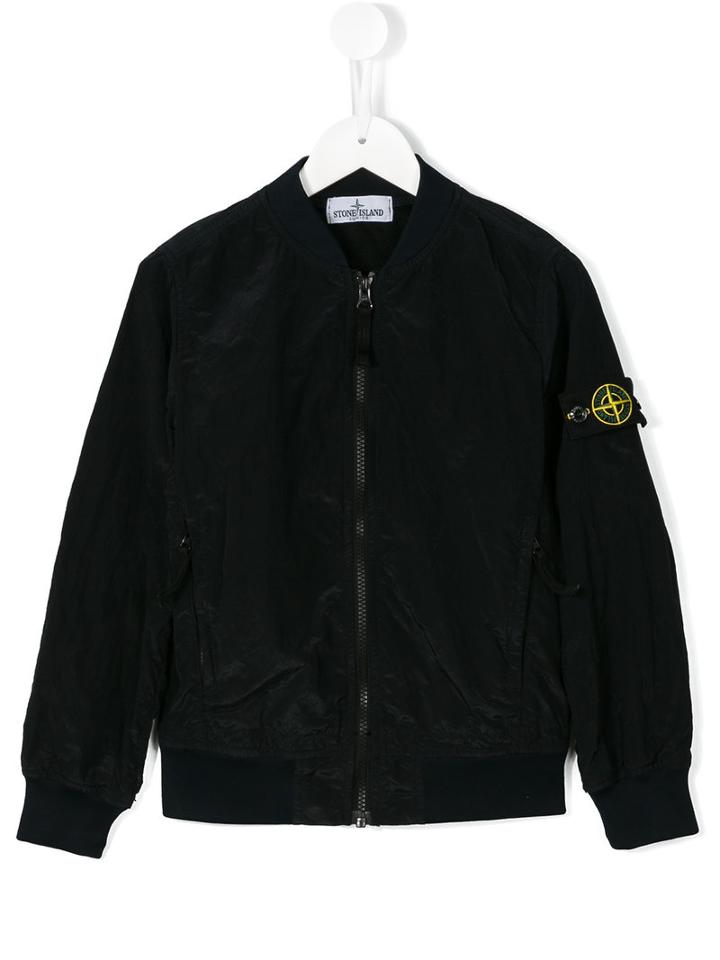 Stone Island Kids Classic Bomber Jacket, Boy's, Size: 8 Yrs, Black