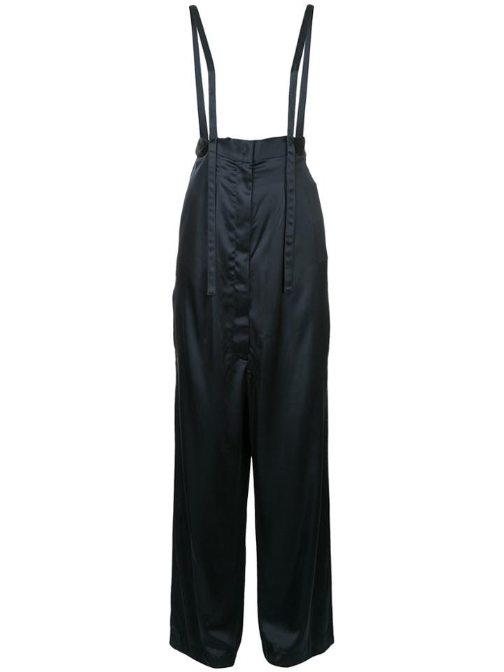 Maison Flaneur Strap Detail Wide-legged Trousers - Blue