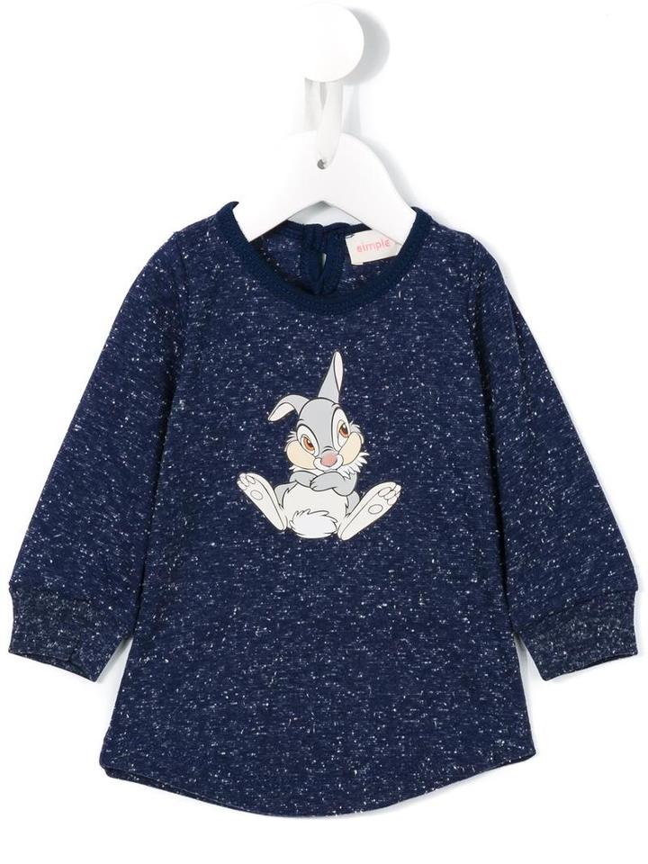 Simple Kids - Rabbit Print Sweatshirt - Kids - Cotton/polyester - 6 Mth, Blue
