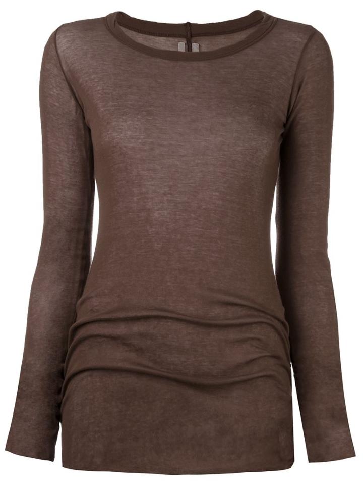 Rick Owens Long Sleeve T-shirt, Women's, Size: 40, Brown, Cotton