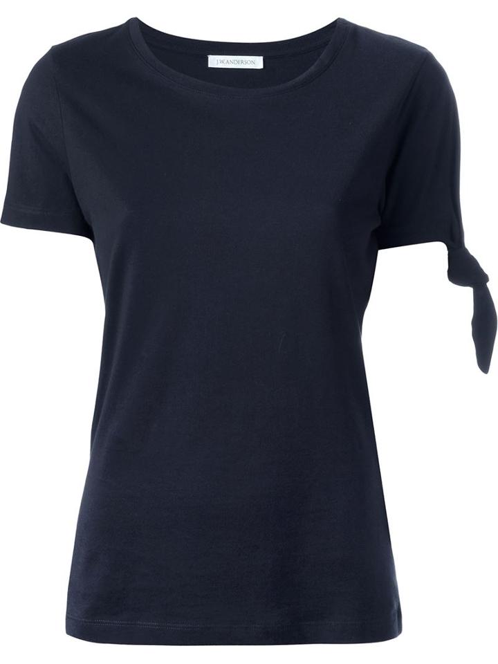 J.w. Anderson Knotted Sleeve T-shirt, Women's, Size: S, Blue, Cotton