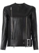 Victoria Victoria Beckham Double Zip Bike Jacket, Women's, Size: 6, Black, Calf Leather/zamac