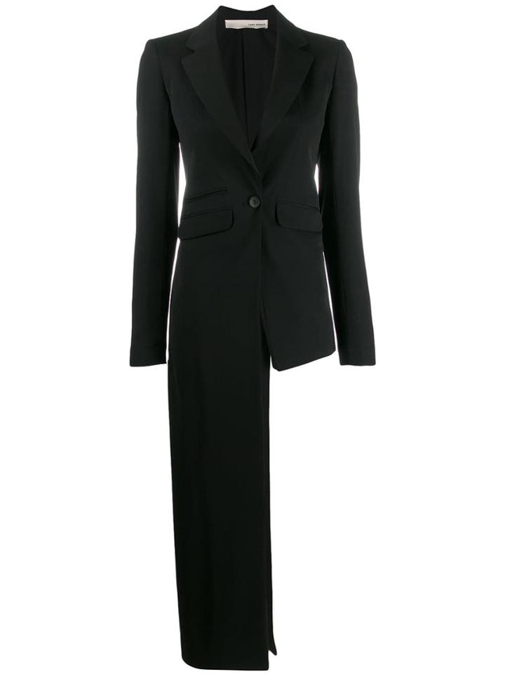 Isabel Benenato Asymmetric Lace-up Back Blazer - Black