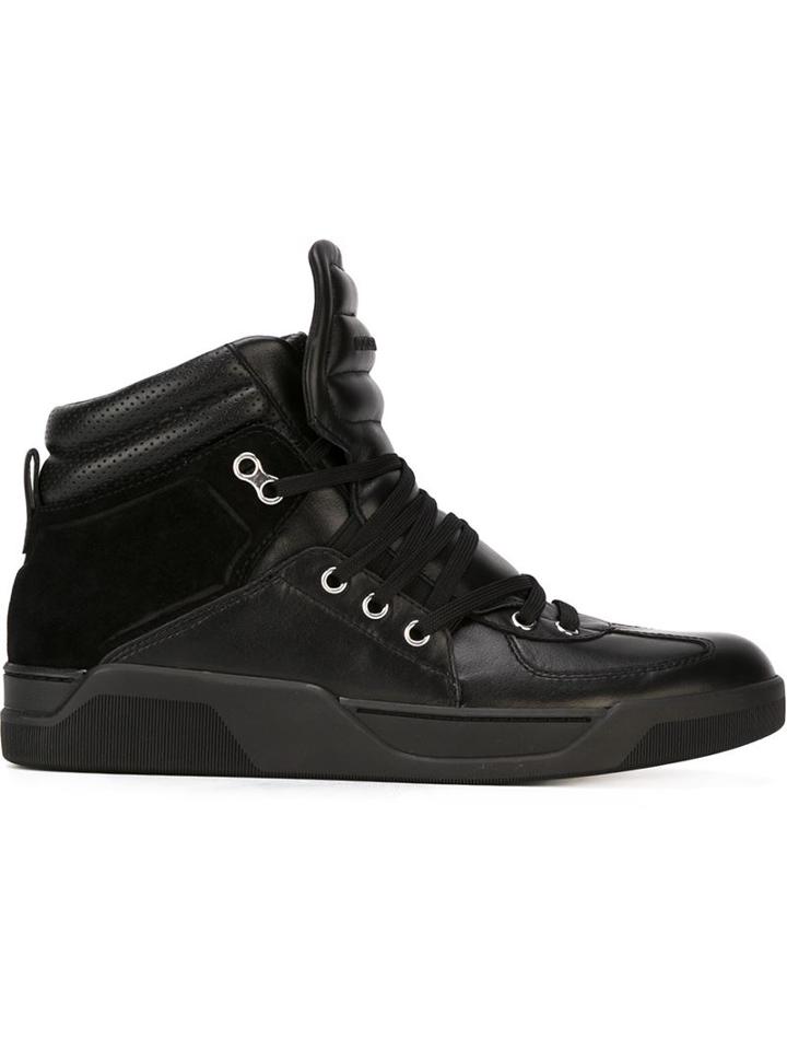 Dolce & Gabbana Suede Panel Hi-top Sneakers, Men's, Size: 6, Black, Leather/suede/rubber