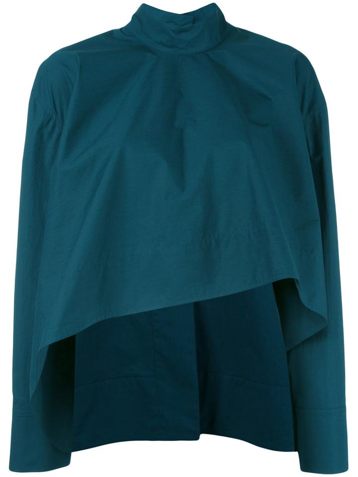 Marni - High Neck Asymmetric Crop Blouse - Women - Cotton - 38, Green, Cotton