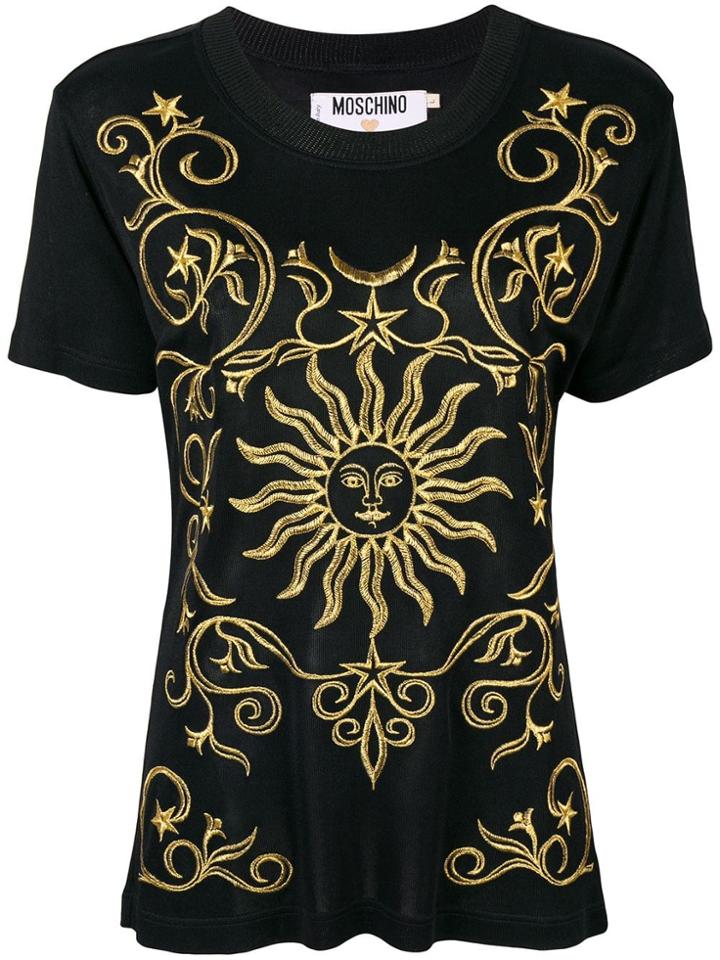 Moschino Vintage Short Sleeved Embroidered Top - Black