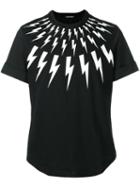 Neil Barrett Lightning Bolt Print T-shirt, Men's, Size: 40, Black, Cotton