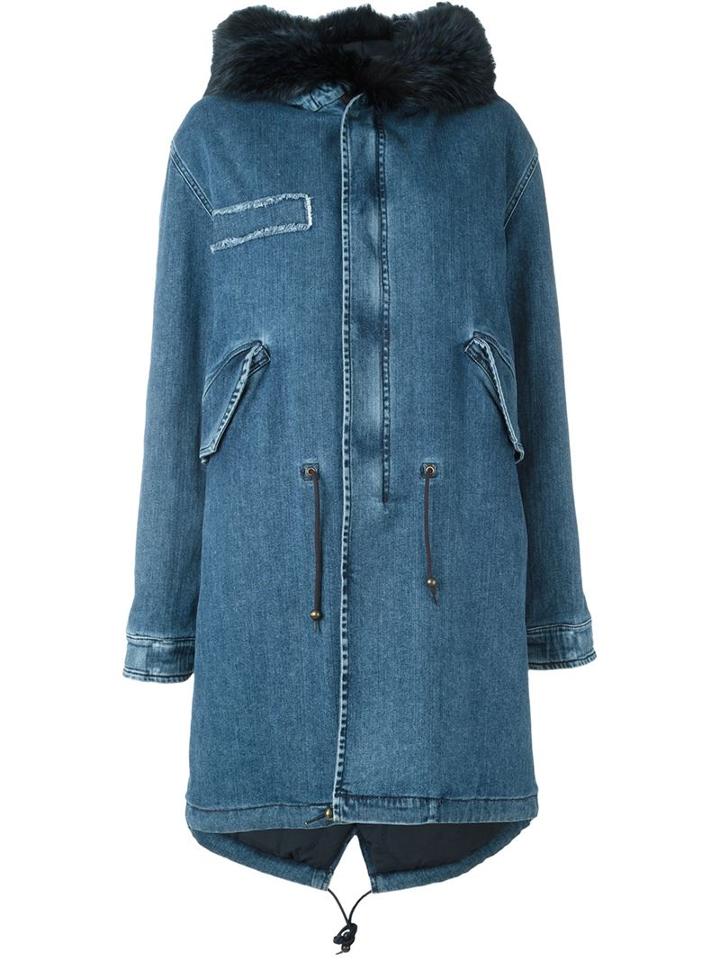 Mr & Mrs Italy Fox Fur Trim Denim Parka