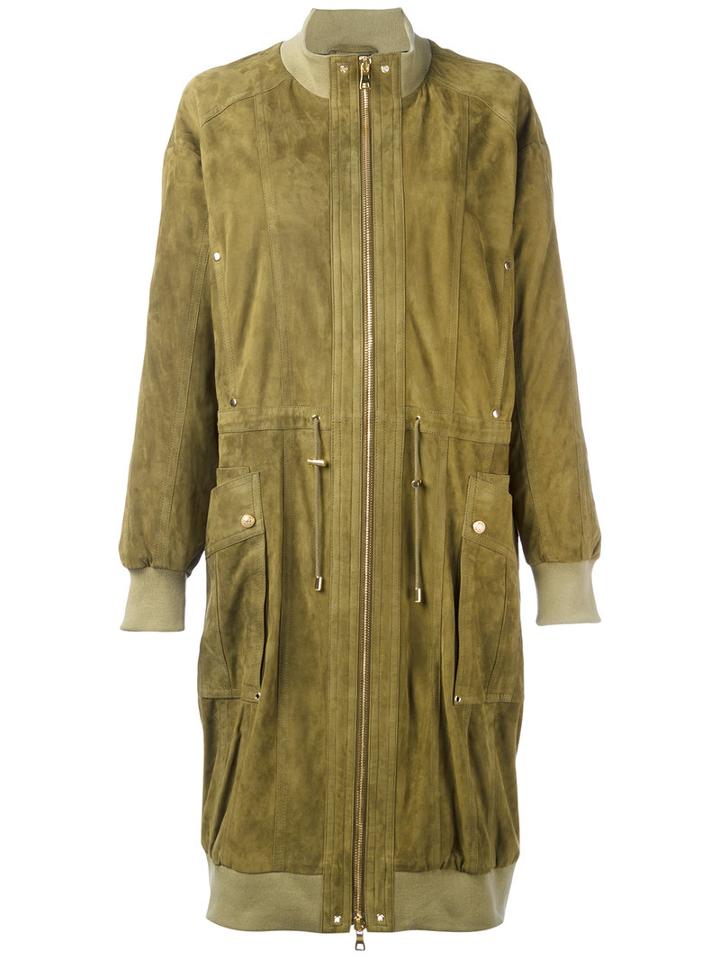 Balmain - Lightweight Parka - Women - Lamb Skin/polyester/viscose/cotton - 38, Green, Lamb Skin/polyester/viscose/cotton