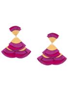 Katerina Makriyianni Rose Fabric Earrings - Purple