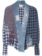 Greg Lauren Patchwork Kimono Shirt Jacket - Blue