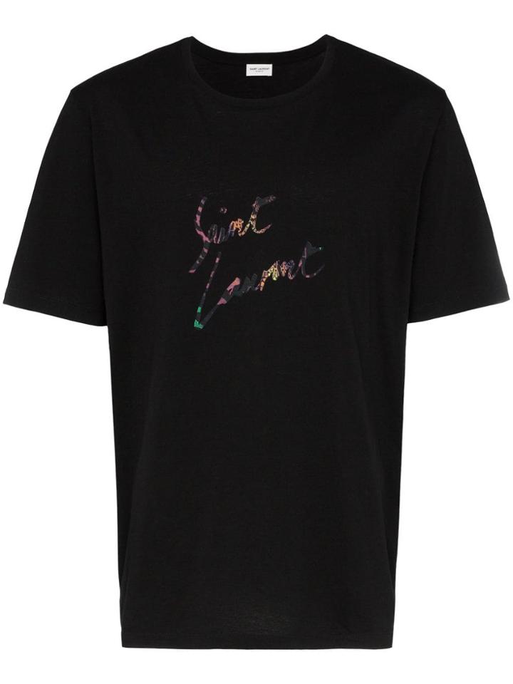 Saint Laurent Slp Logo Ss Tee Blk - Black