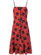 Suno Floral Print Flared Dress, Women's, Size: 4, Red, Silk/spandex/elastane