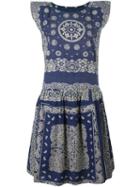Visvim Printed Flared Dress, Women's, Size: 0, Blue, Cotton