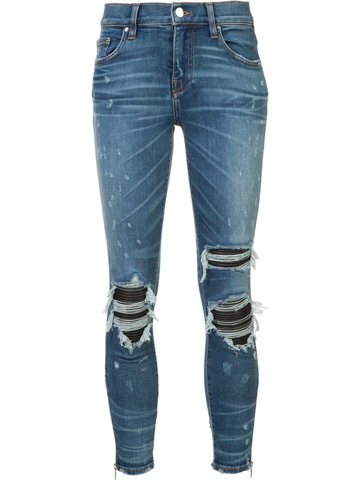 Amiri Ripped Super Skinny Jeans, Size: 26, Blue, Cotton/spandex/elastane/leather