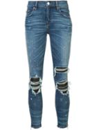 Amiri Ripped Super Skinny Jeans, Size: 26, Blue, Cotton/spandex/elastane/leather