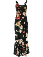 Attico Floral Long Dress - Black