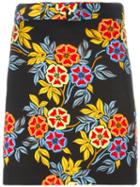 Msgm Floral Print Skirt, Women's, Size: 42, Black, Viscose/cotton/polyester