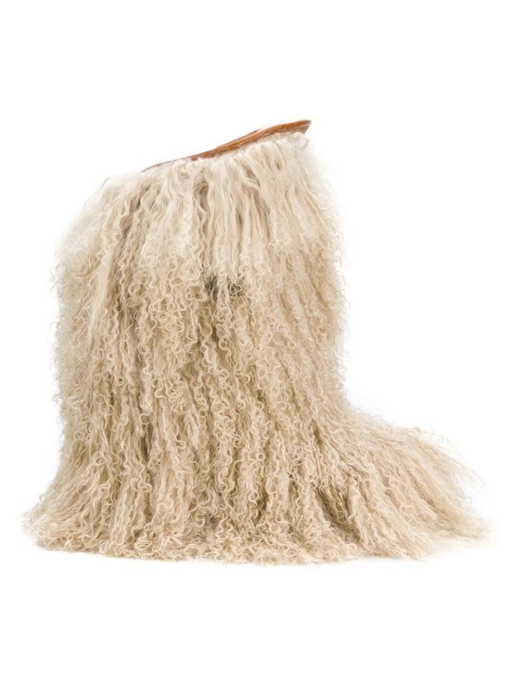 Saint Laurent Fur Ankle Boots - Neutrals