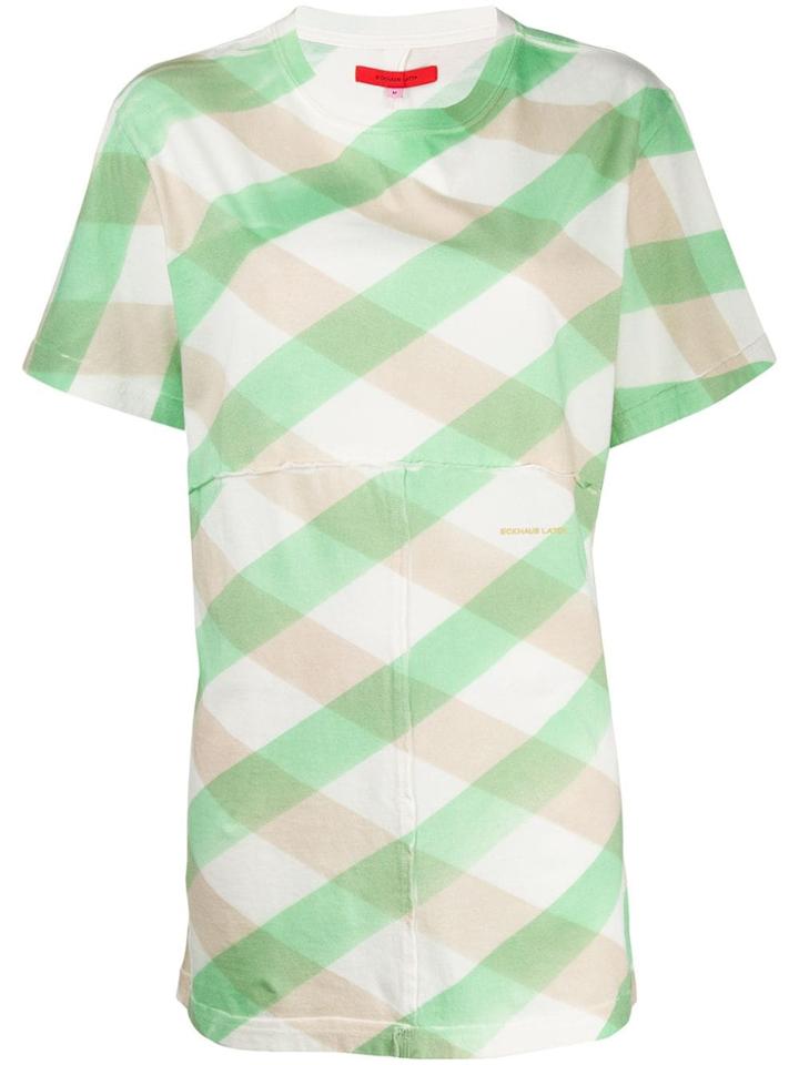 Eckhaus Latta Lattice Check Longline T-shirt - Green