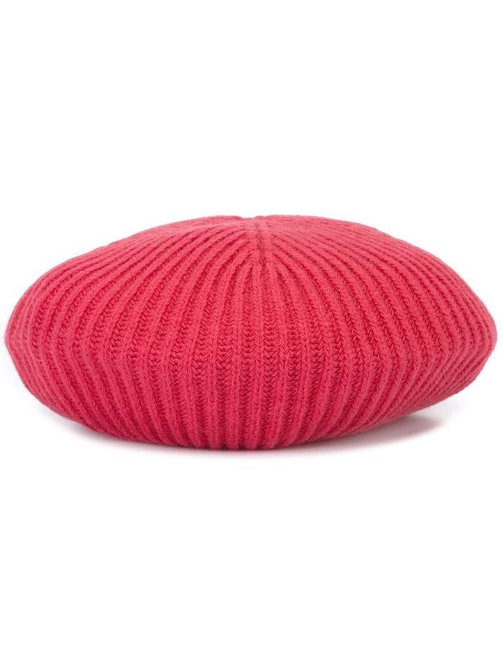 Moncler Ribbed Beret, Women's, Red, Cashmere/wool