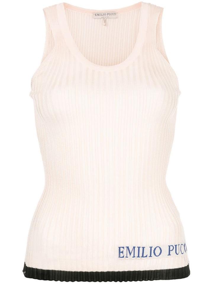 Emilio Pucci Logo Ribbed Tank Top - Pink