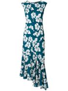 Simonetta Ravizza Floral Asymmetric Ruffle Hem Dress - Blue