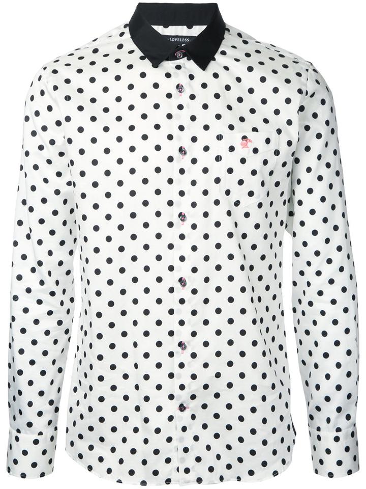 Loveless Printed Dots Shirt, Men's, Size: 1, White, Cotton