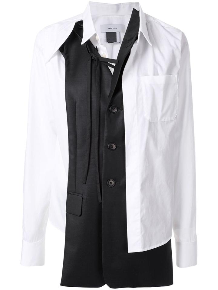 Facetasm Contrast Panel Shirt - White