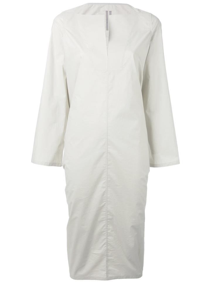 Rick Owens - Slit Neck Midi Dress - Women - Cotton - 42, Women's, Grey, Cotton