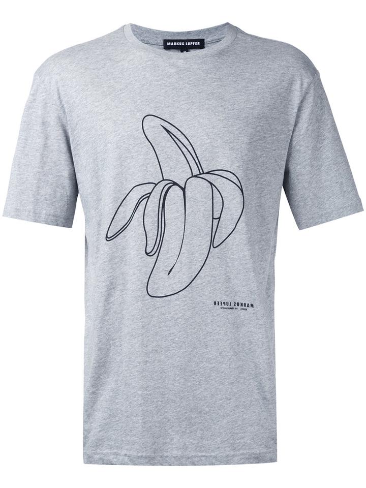 Markus Lupfer Banana Print T-shirt, Men's, Size: Medium, Grey, Cotton