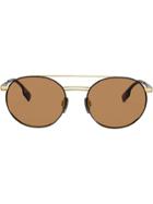Burberry Eyewear Aviator Round Frame Sunglasses - Gold
