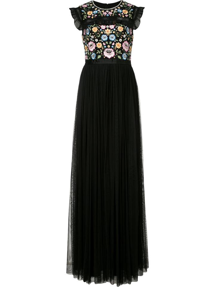 Needle & Thread Floral Embroidered Shift Dress, Women's, Size: 0, Black, Nylon/polyester