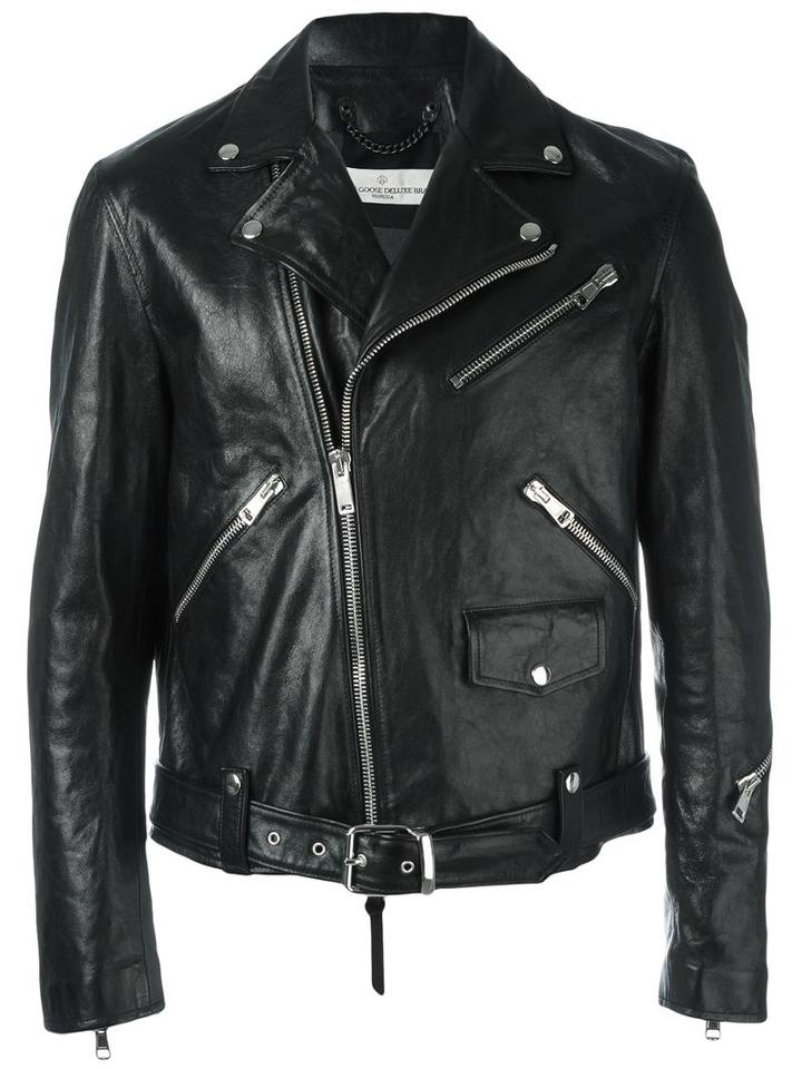 Golden Goose Deluxe Brand Golden Biker Jacket, Men's, Size: Xl, Black, Cotton/calf Leather/viscose