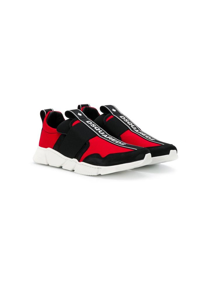 Dsquared2 Kids Branded Strap Slip-on Sneakers - Black