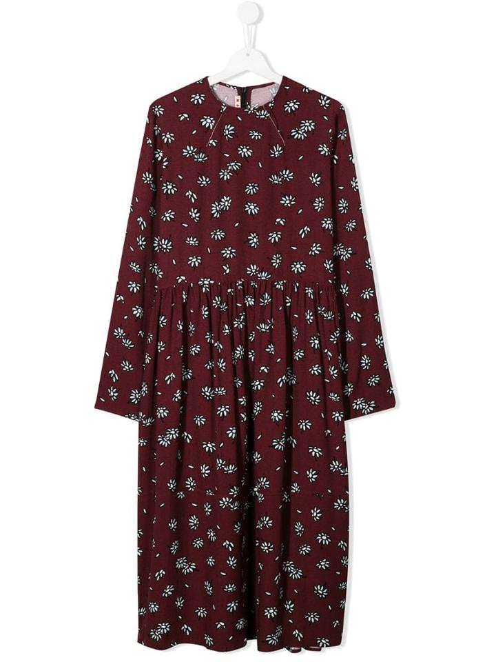 Marni Kids Teen Floral Long-sleeve Dress - Purple