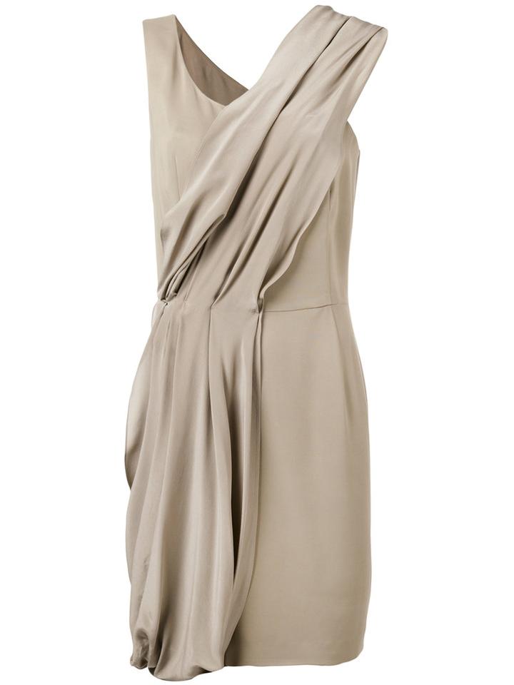 Diagonal Drape Dress - Women - Silk/spandex/elastane/viscose - 48, Nude/neutrals, Silk/spandex/elastane/viscose, D.exterior