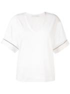Fabiana Filippi - Mesh Sleeve T-shirt - Women - Cotton/lyocell/viscose - 42, Nude/neutrals, Cotton/lyocell/viscose