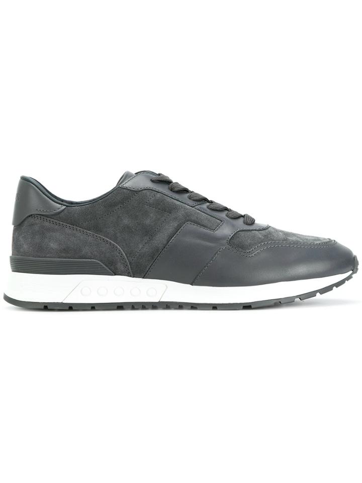 Tod's Lace Up Panelled Sneakers - Grey