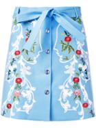 Vivetta - Floral Mini Skirt - Women - Cotton/spandex/elastane - 42, Blue, Cotton/spandex/elastane